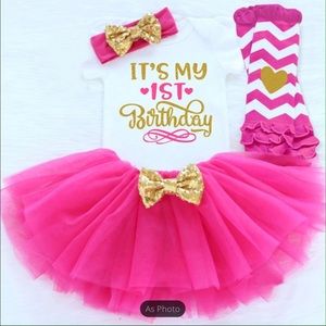 Kids Baby Girl First 1st Birthday Tutu Outfit