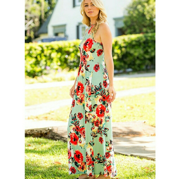 SALE! LAST ONE! NWOT Floral Sleeveless Maxi Dress - Picture 6 of 8