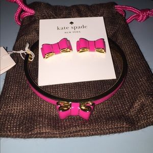 Kate Spade bow earring and bracelet set