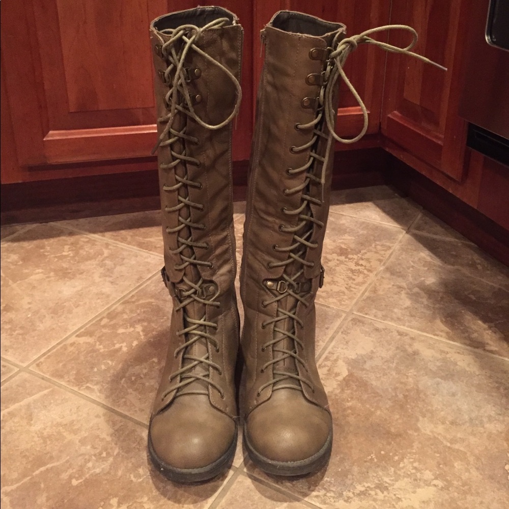 Tall lace up boots