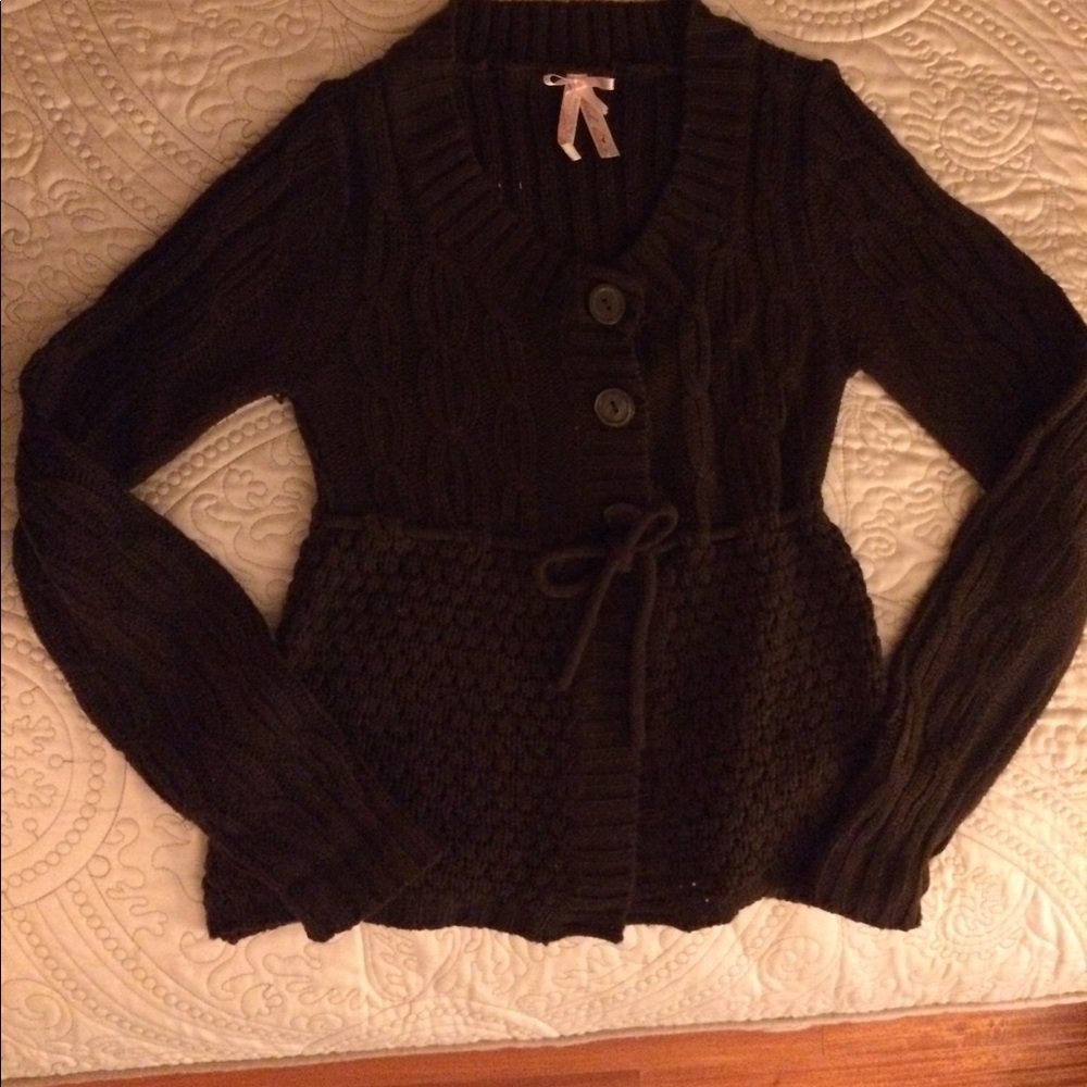 EUC Brown Cardigan With Drawstring Waist Detail