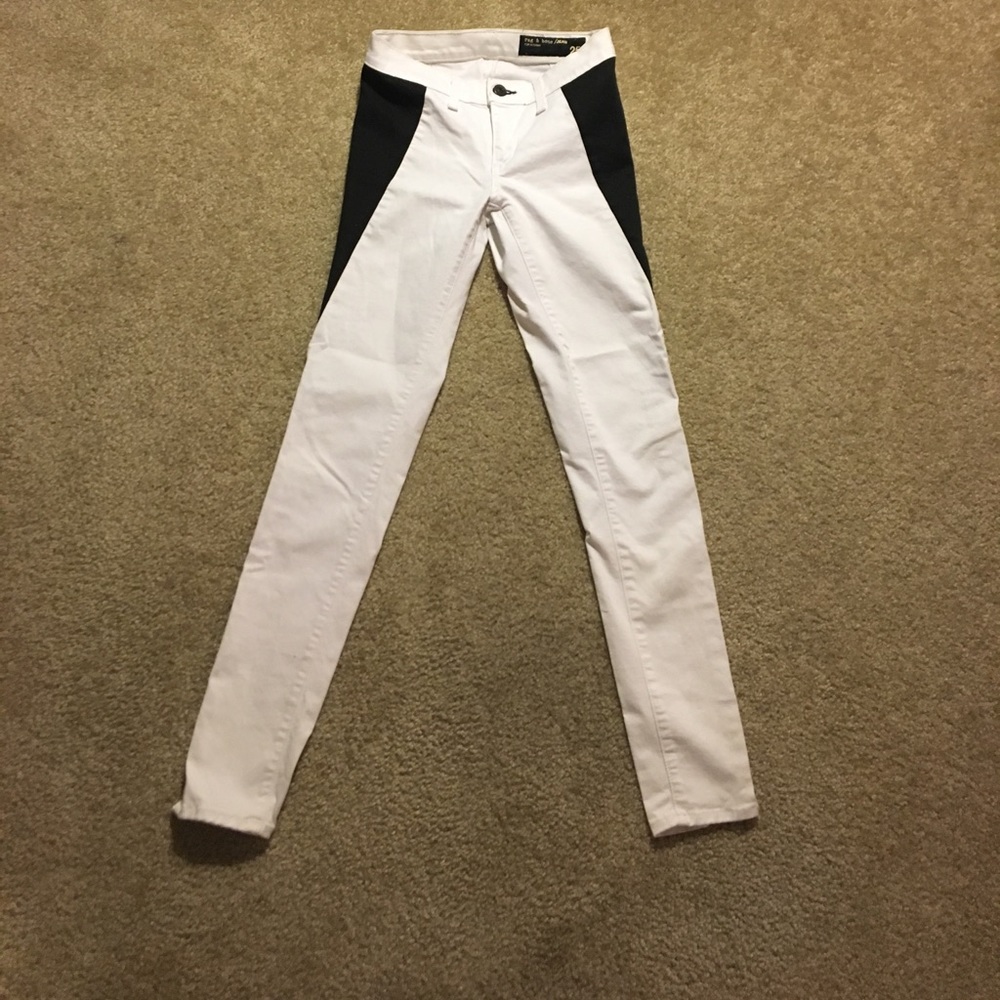 rag & bone white jeans with black accent