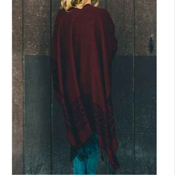 NOT FOR SALE! Burgundy & Black Ruana - Picture 3 of 3