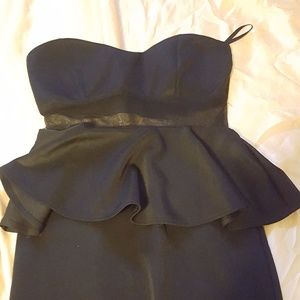 Mini Fredericks Strapless Black Peplum Dress