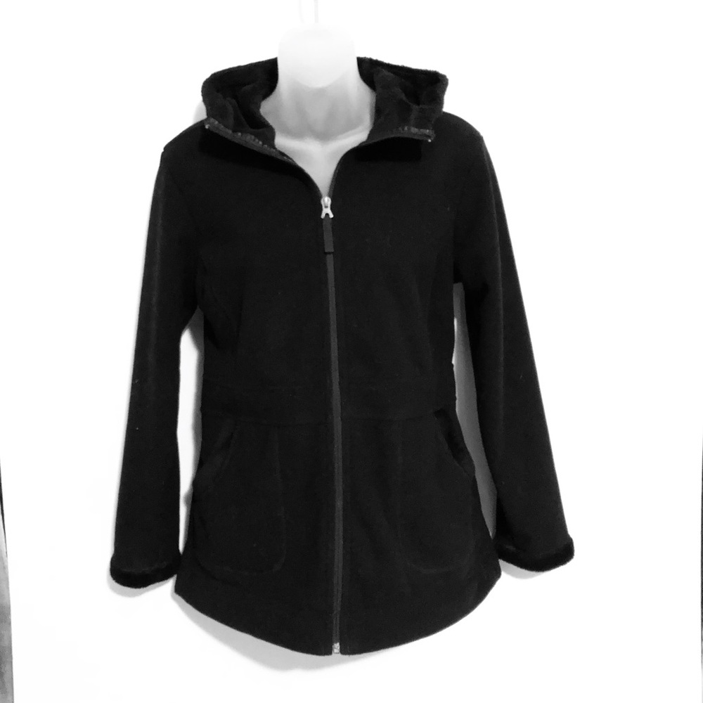 Land’s End fleece/faux far hooded jacket
