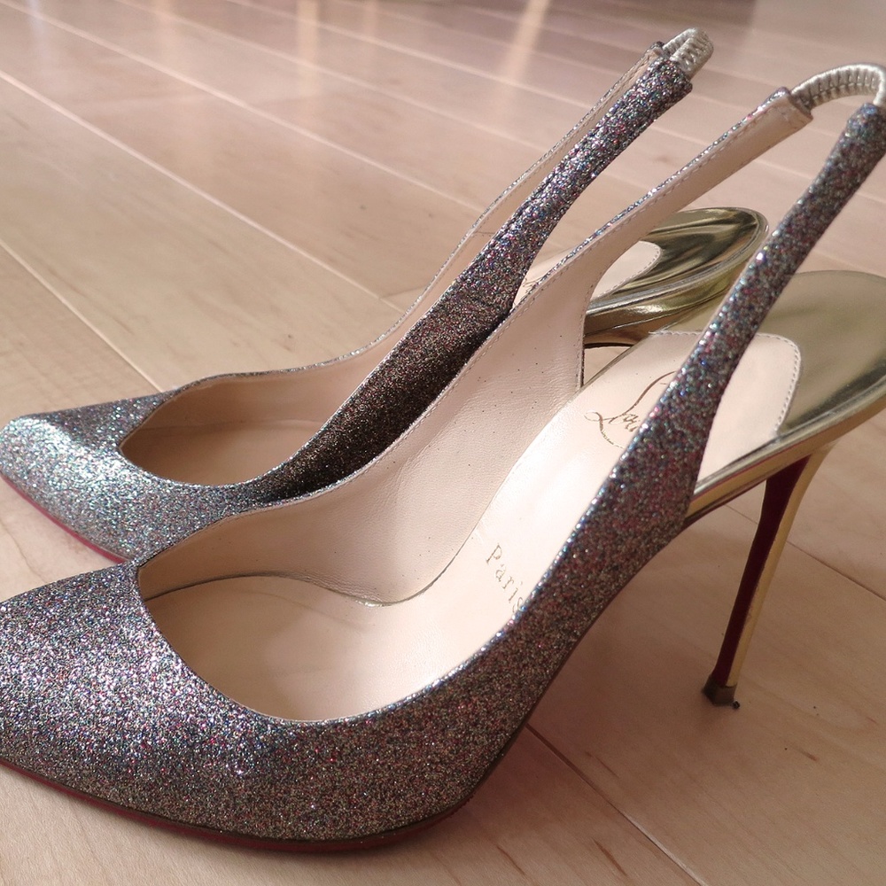 Christian Louboutin Glitter Corneille Slingbacks