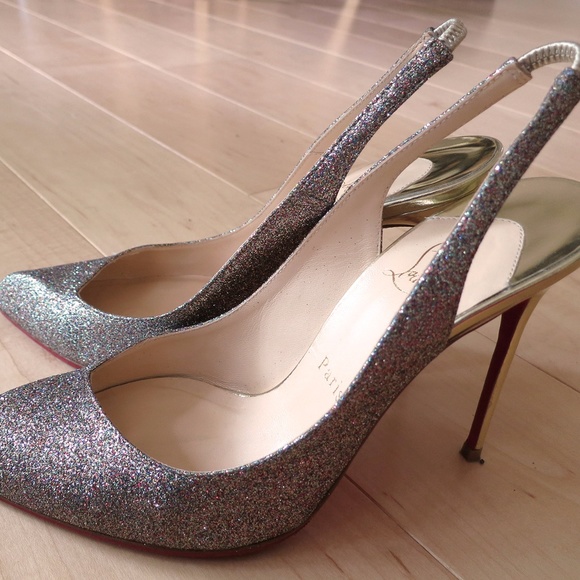 Christian Louboutin Glitter Corneille Slingbacks - Picture 1 of 8