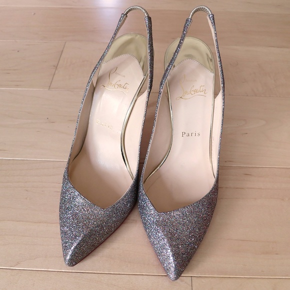 Christian Louboutin Glitter Corneille Slingbacks - Picture 4 of 8