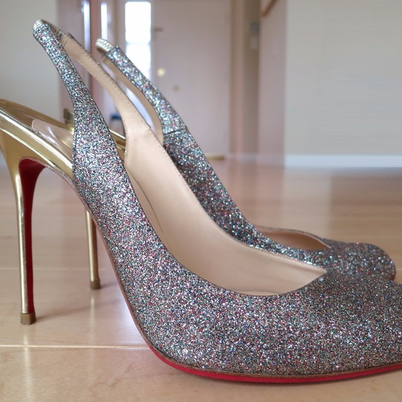 Christian Louboutin Glitter Corneille Slingbacks - Picture 2 of 8
