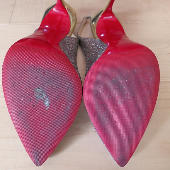 Christian Louboutin Glitter Corneille Slingbacks - Picture 7 of 8