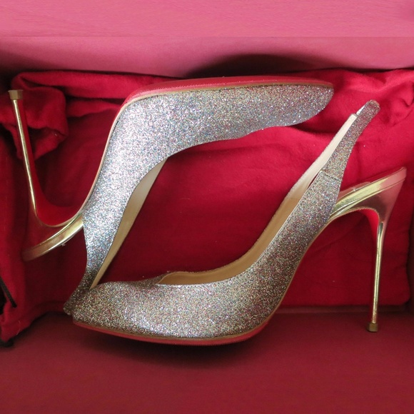 Christian Louboutin Glitter Corneille Slingbacks - Picture 3 of 8