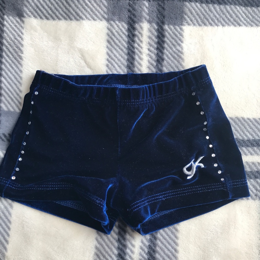 GK Elite Blue Velour Gymnastics shorts size CM