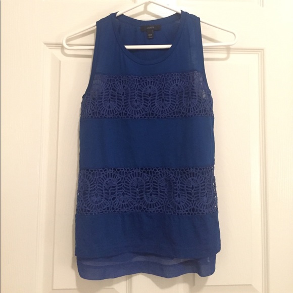 J. Crew lace panel tank top navy - Picture 1 of 2
