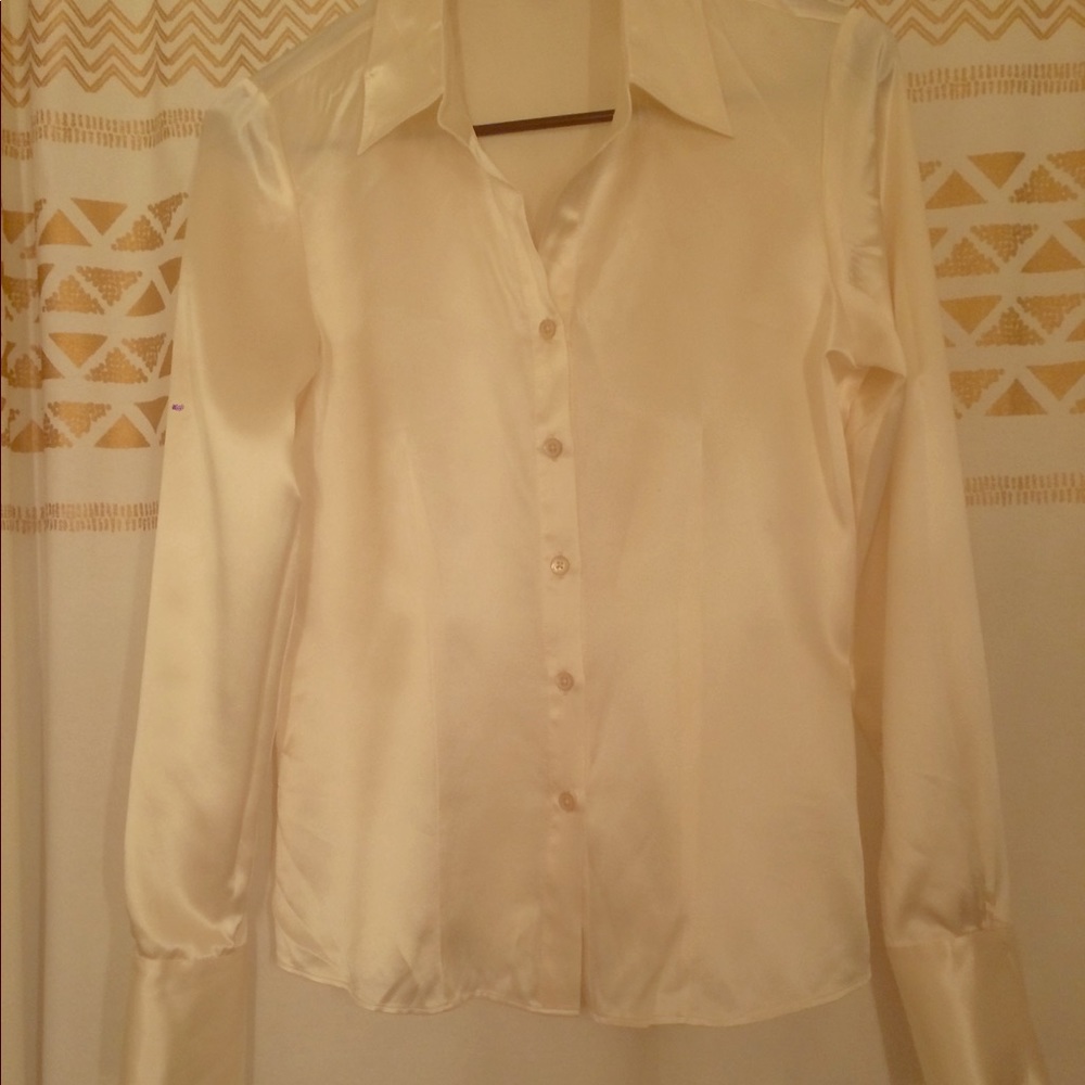 Brooks Brothers 100% Silk Cream Button Up