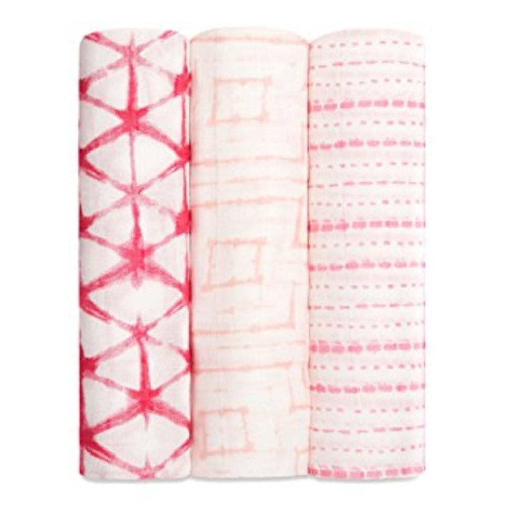 Aden & Anais Shibori Muslin Swaddle Set in Berry!! - Picture 3 of 4