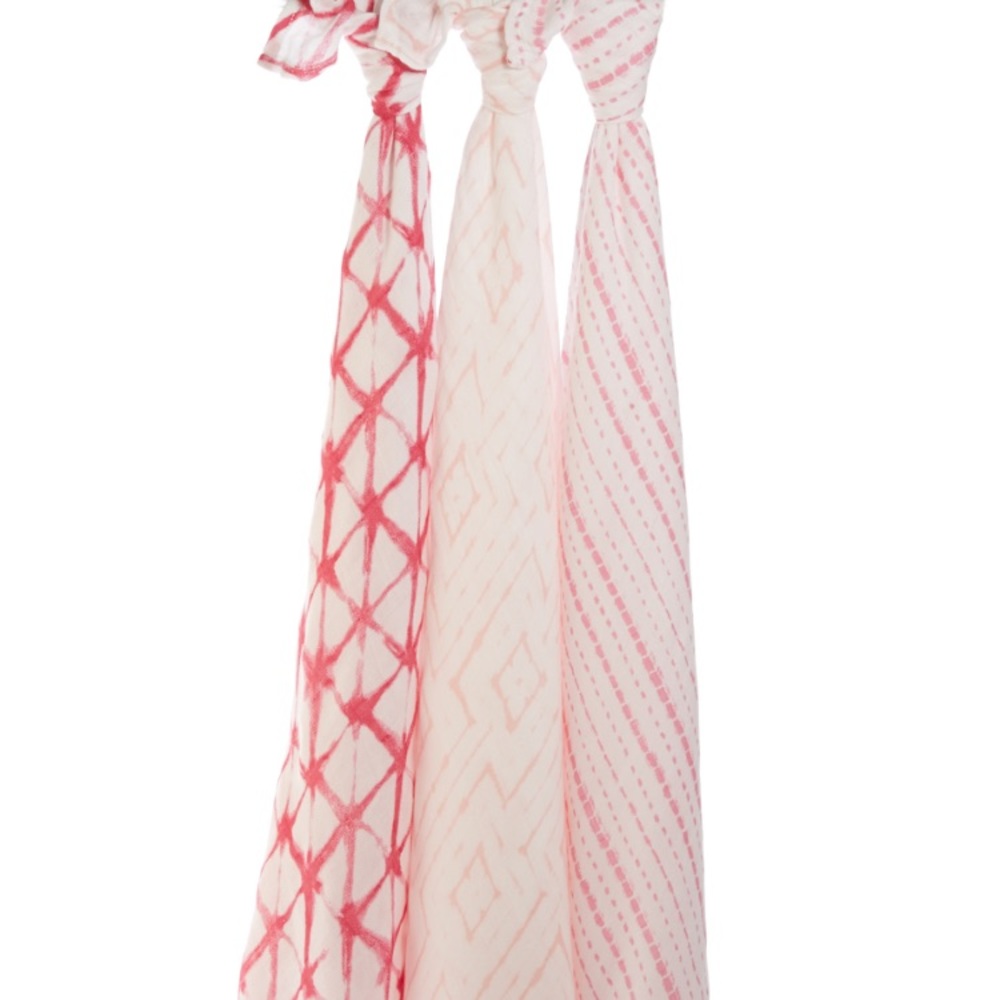 Aden & Anais Shibori Muslin Swaddle Set in Berry!! - Picture 2 of 4