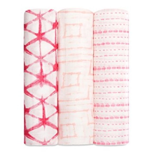 Aden & Anais Shibori Muslin Swaddle Set in Berry!! - Picture 3 of 4