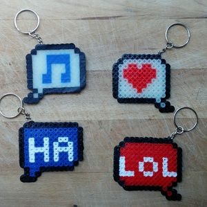 Pack of 4: Message Bubble Keychains Perler Beads