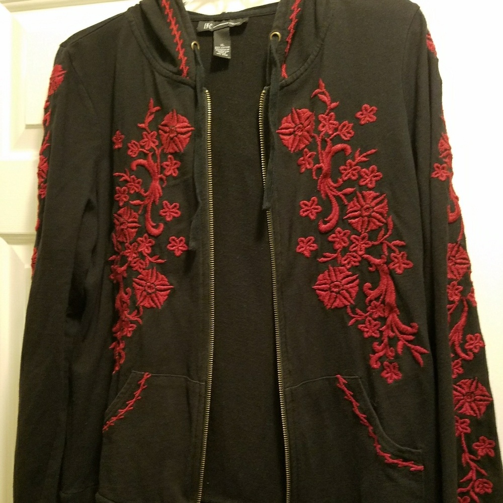 INC black hoodie with red embroidery