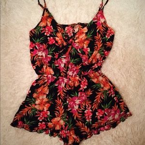 Black Floral Print Romper