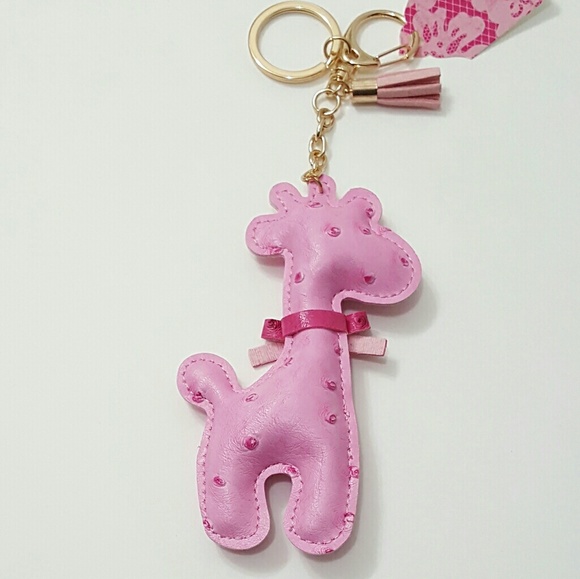 Ostrich Print Giant Giraffe Keychain Handbag Charm - Picture 2 of 2