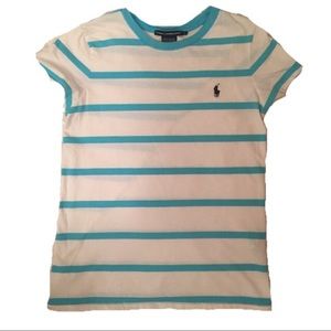 Polo Ralph Lauren White w blue strips tee