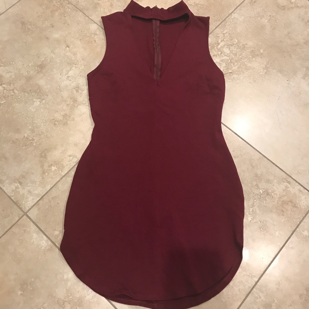 Port wine mini dress