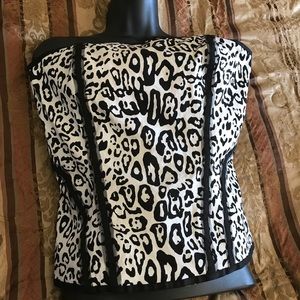 WHBM Black Leopard corset top