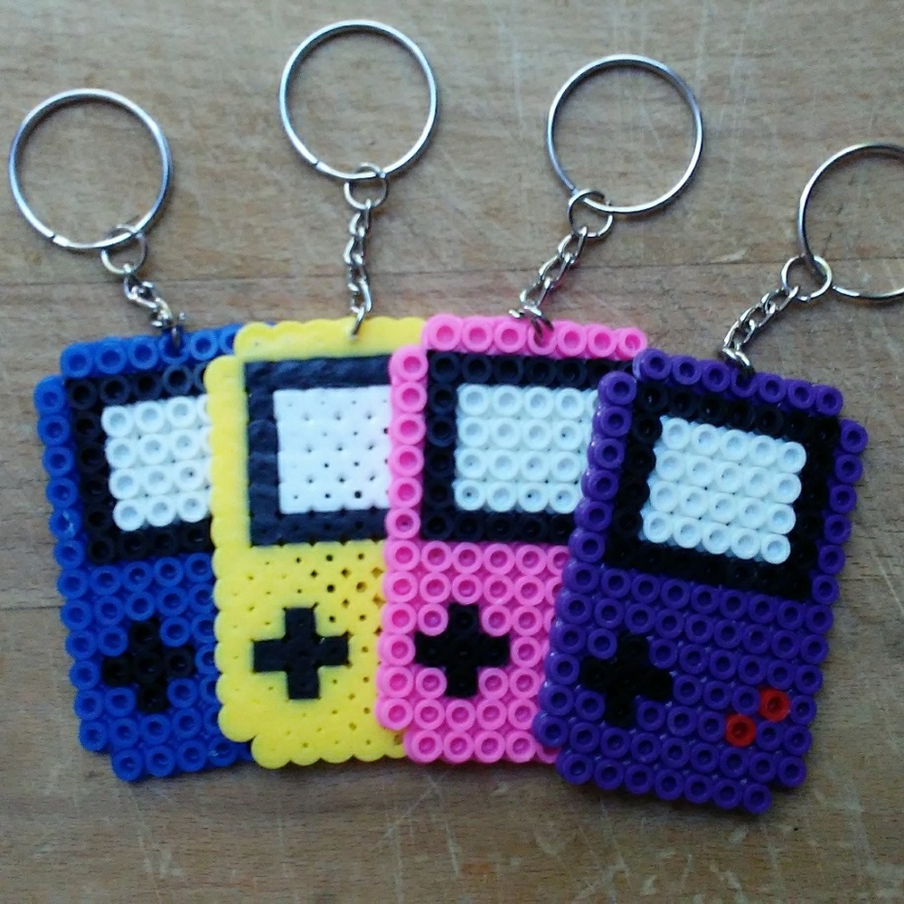 Pack of 4: Gameboy Keychains Perler Beads
