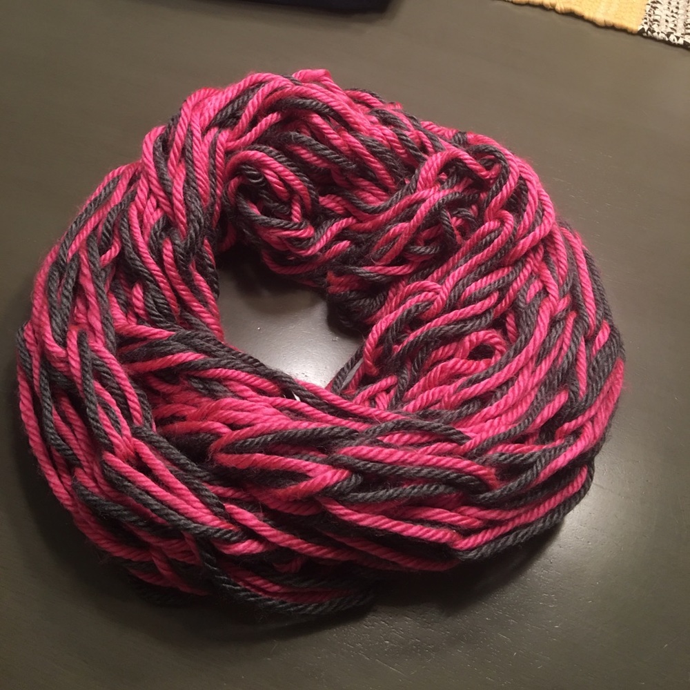 Gray and pink purple color infinity scarf