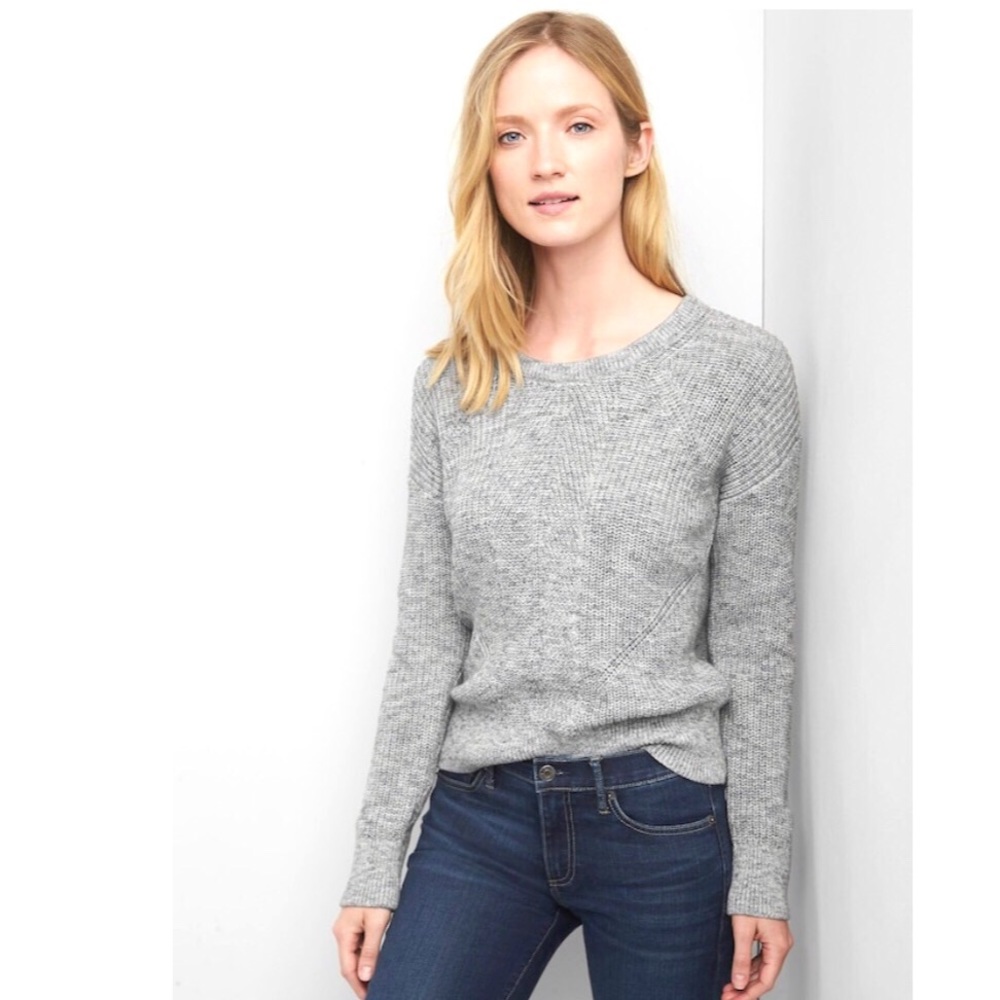 Gray Chunky Ribbed Keyhole Back Sweater - Picture 7 of 8