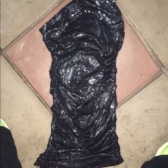 Stunning Birthday dress one shoulder black silver - Picture 3 of 6