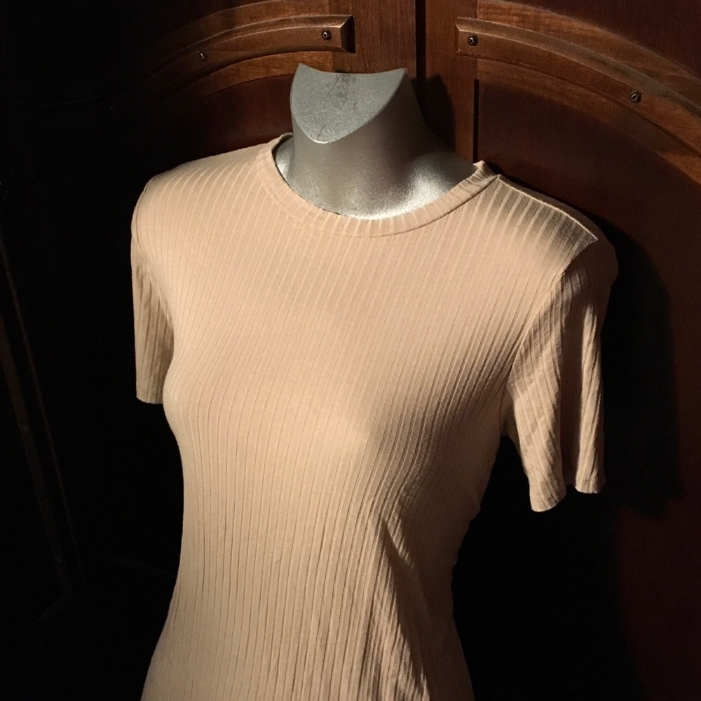 Pale Pink or Blush Ribbed T-Shirt Dress