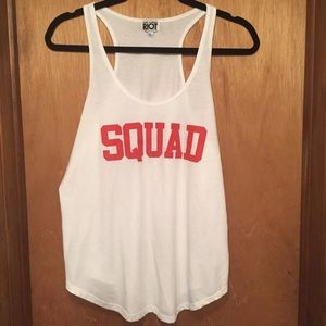NWOT White Tank with Red “SQUAD”