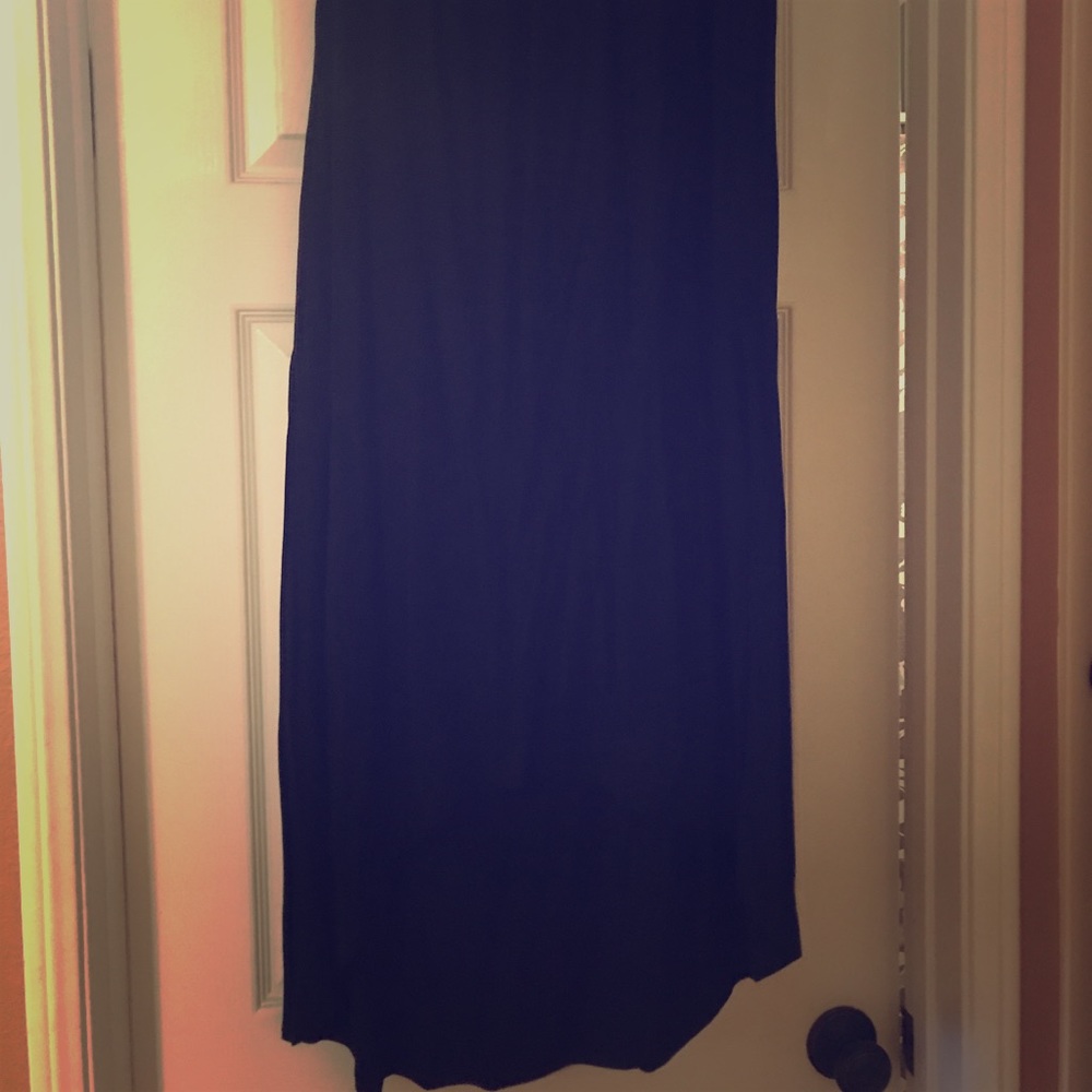 Long Jersey High Low Skirt - Black