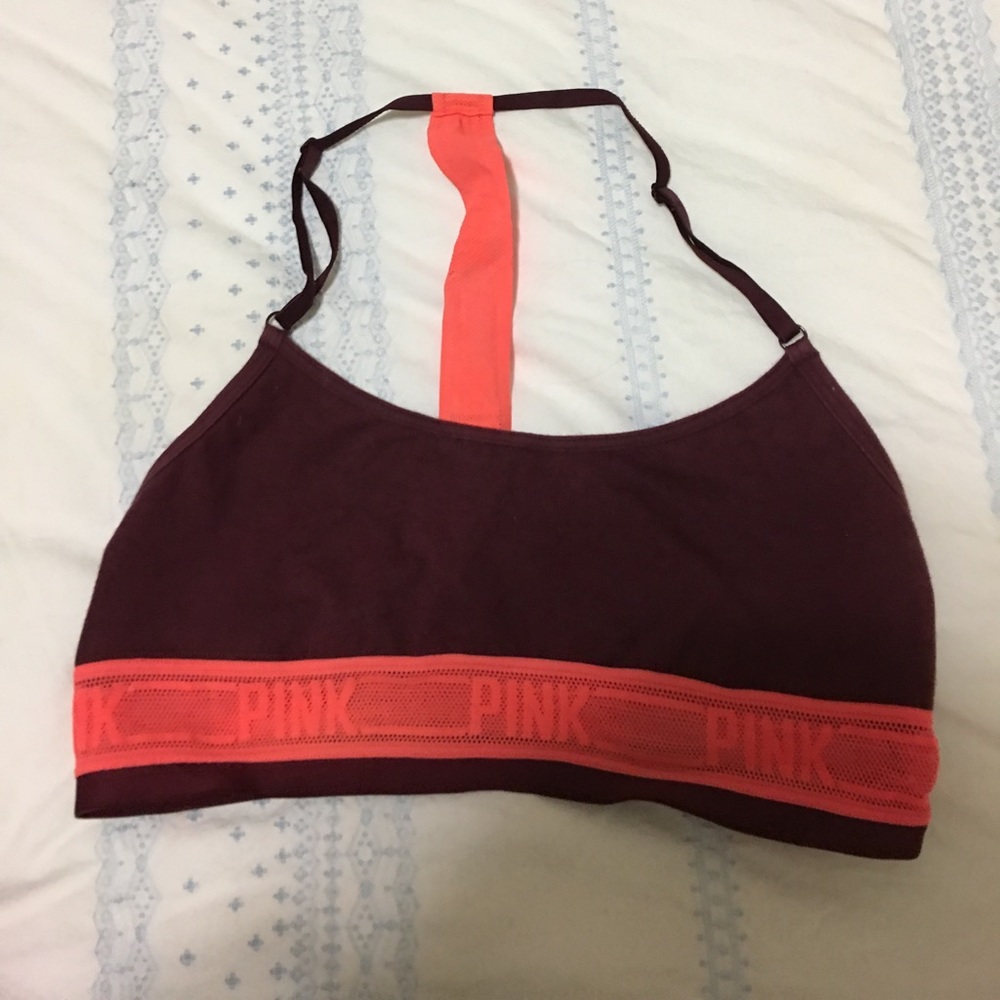 Pink sports lounge  Bra. Orange and burgundy.