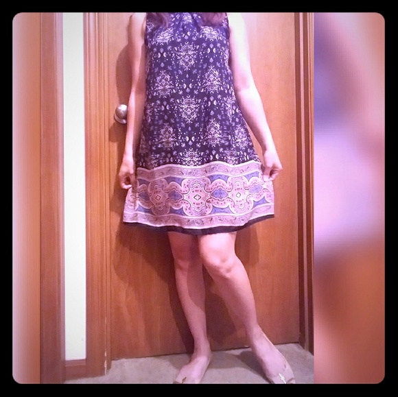 Speechless Smock Neck Printed Swing Dress. - Picture 1 of 5