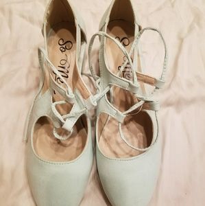 Modcloth "So Me" Mint Lace-Up Block Heels