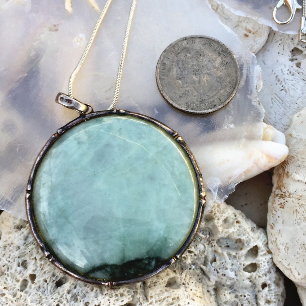 Jade and sterling silver pendant