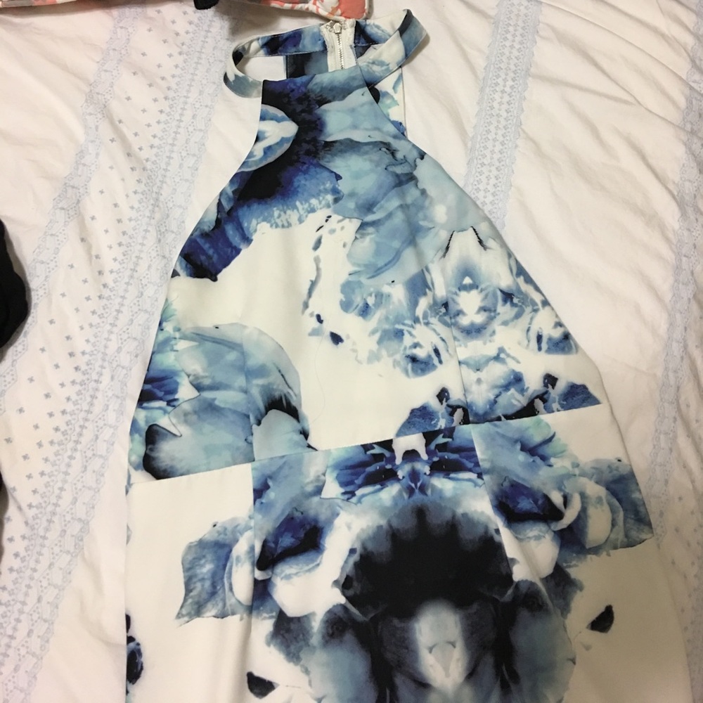 Floral blue and white L'atise Dress