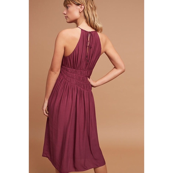Moulinette Soeurs Juniper Halter Midi Dress, Plum - Picture 3 of 5