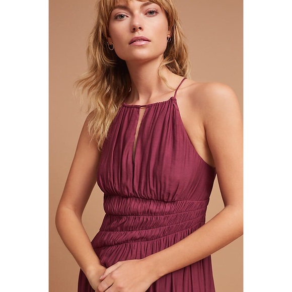 Moulinette Soeurs Juniper Halter Midi Dress, Plum - Picture 4 of 5
