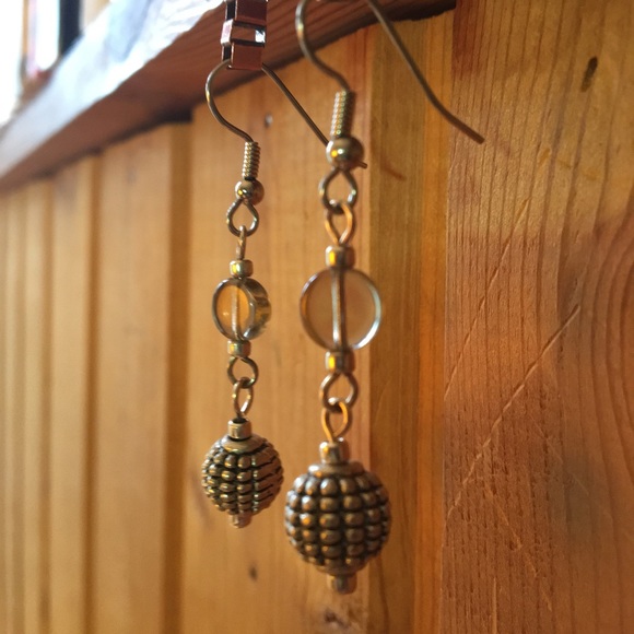 Handmade Glass & Silver Grenade Drop Earrings - Picture 2 of 8