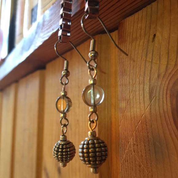 Handmade Glass & Silver Grenade Drop Earrings - Picture 4 of 8