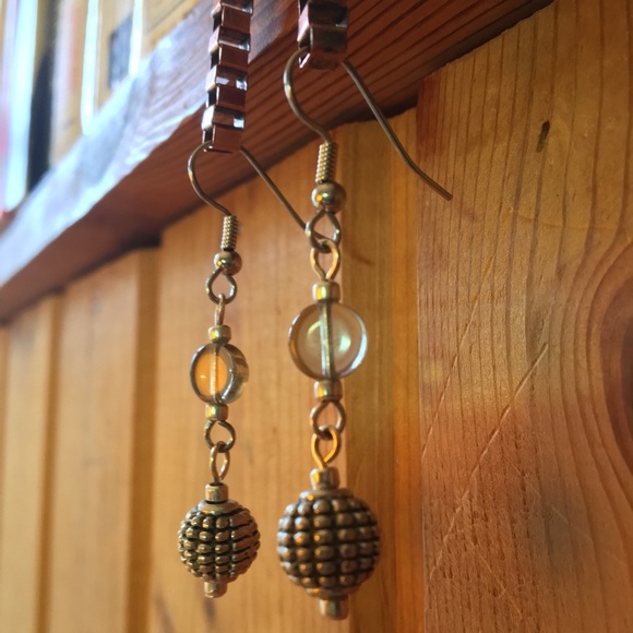 Handmade Glass & Silver Grenade Drop Earrings - Picture 5 of 8