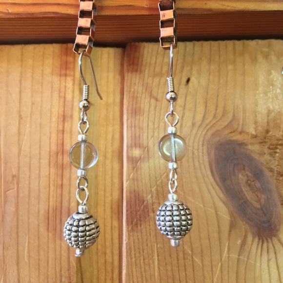 Handmade Glass & Silver Grenade Drop Earrings - Picture 6 of 8