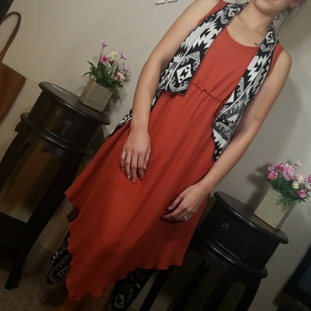 Beautiful fall color dress w/ cardigan