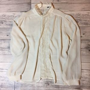 Vintage cream Victorian style sheer blouse