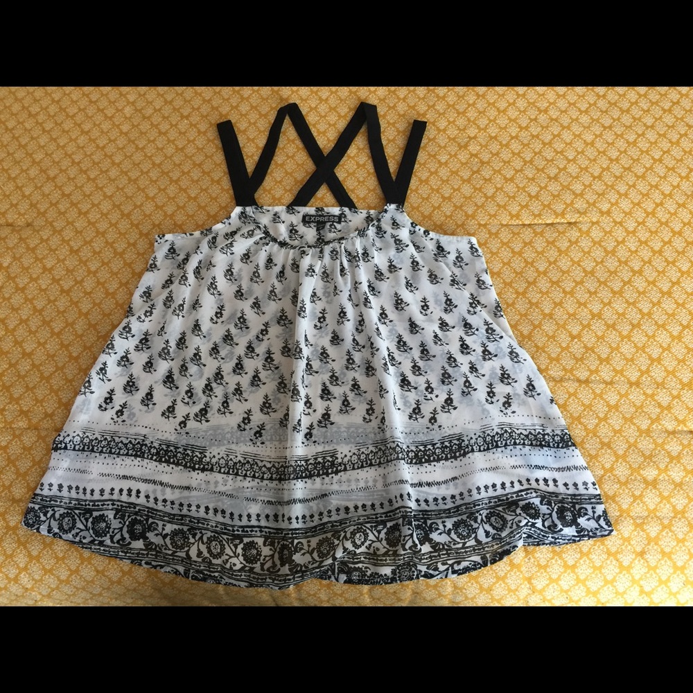 Express Sheer Black & White Strappy Tank!