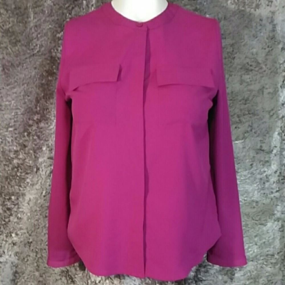 NWT Long Sleeve Berry Blouse w/ Hidden Buttons MP